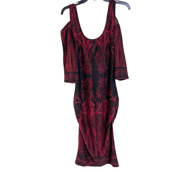 Venus dress size Large black red side gathered cold shoulder dress. - Picture 12 of 13